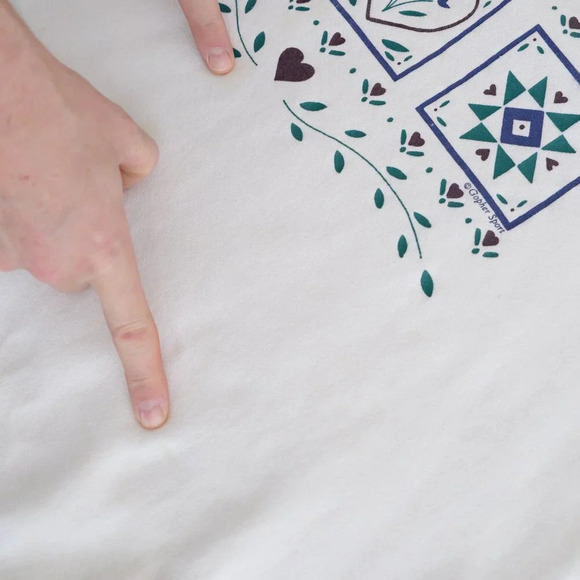 Vintage Gopher Sport White Puff Print Floral Heart Purple Collared Sweater XL - Picture 11 of 11